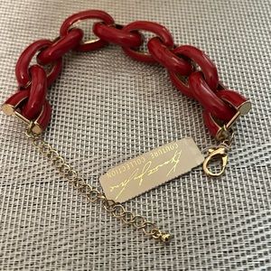 KENNETH J. LANE NWT AUTHENTIC ENAMEL RED LINK DESIGN CHAIN BRACELET